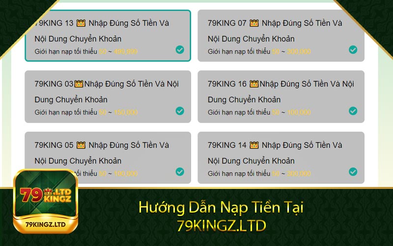 Hướng Dẫn Nạp Tiền Tại 79KINGZ.LTD